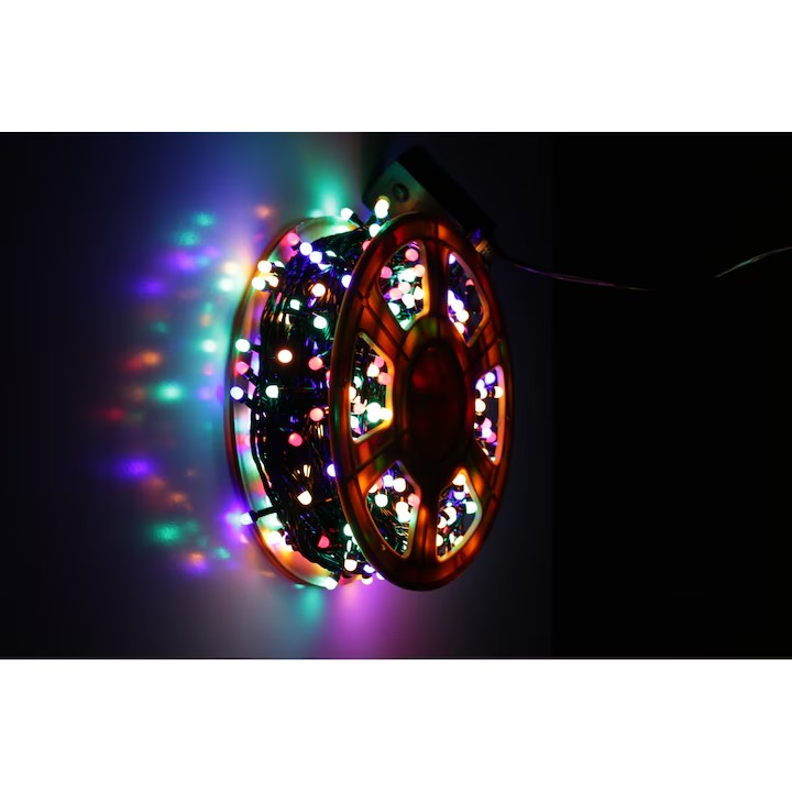 Instalatie de Craciun Multicolor AT PERFORMANCE®, Tip Rola, MENTON, Liniara, 50m, 500 leduri 6025RB / ghirlanda lunga, Utilizare Exterior-Interior, Model A100.